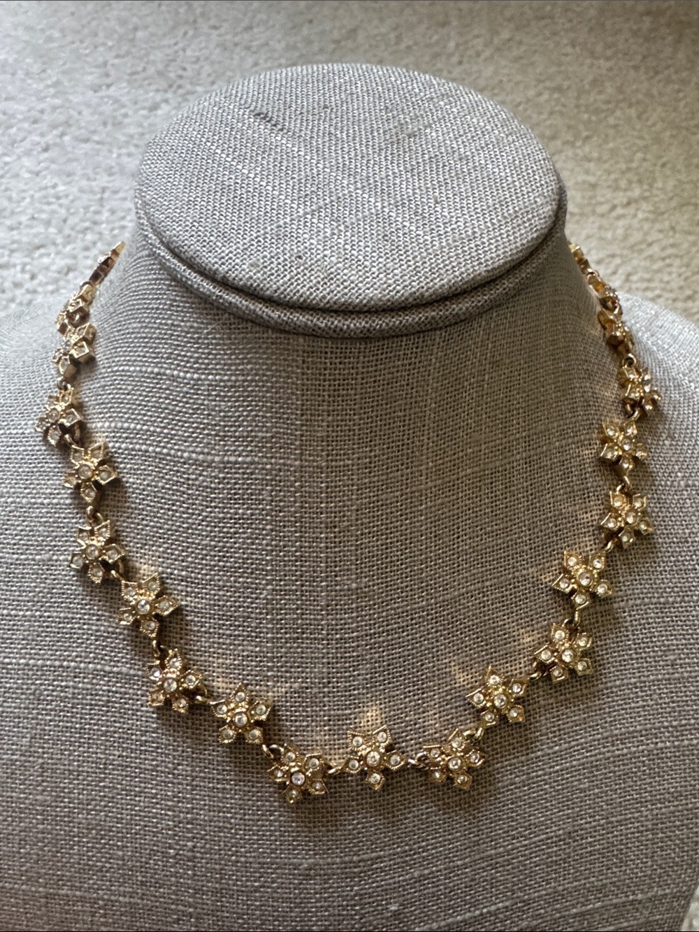 Napier Gold Floral/Snowflake Crystal Link Necklace